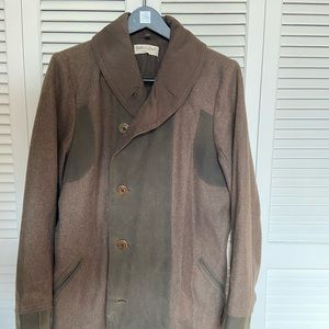 Western Peacoat with Wool /Waxed Canvas Handmade